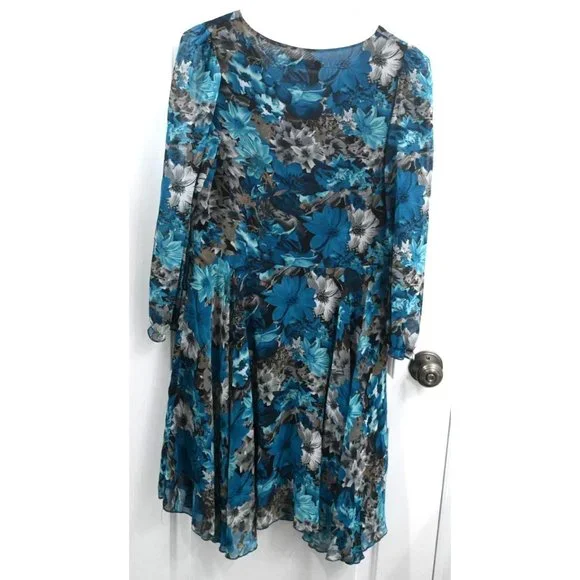 Express Blue Floral Midi Dress - Picture 2 of 2